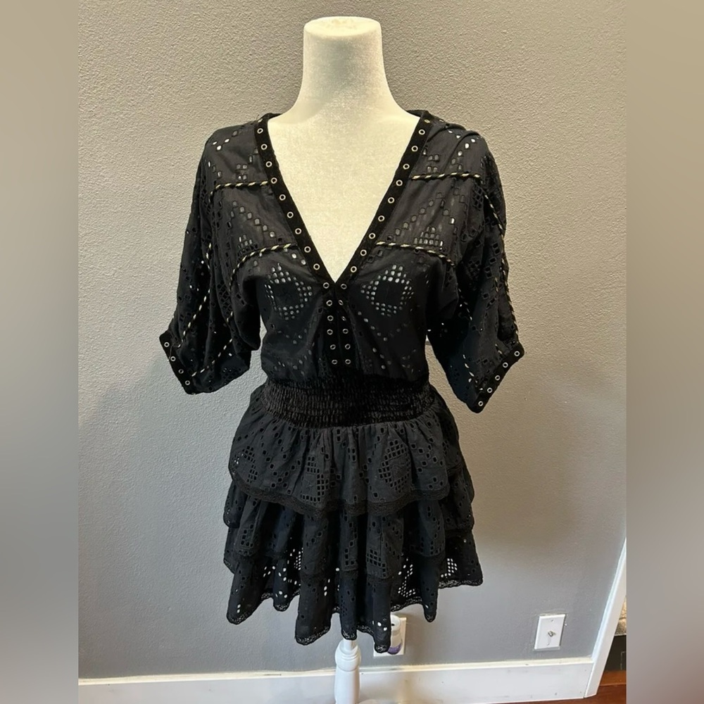 Place Nationale Sleeve Ruffle Dress In Black Size 1